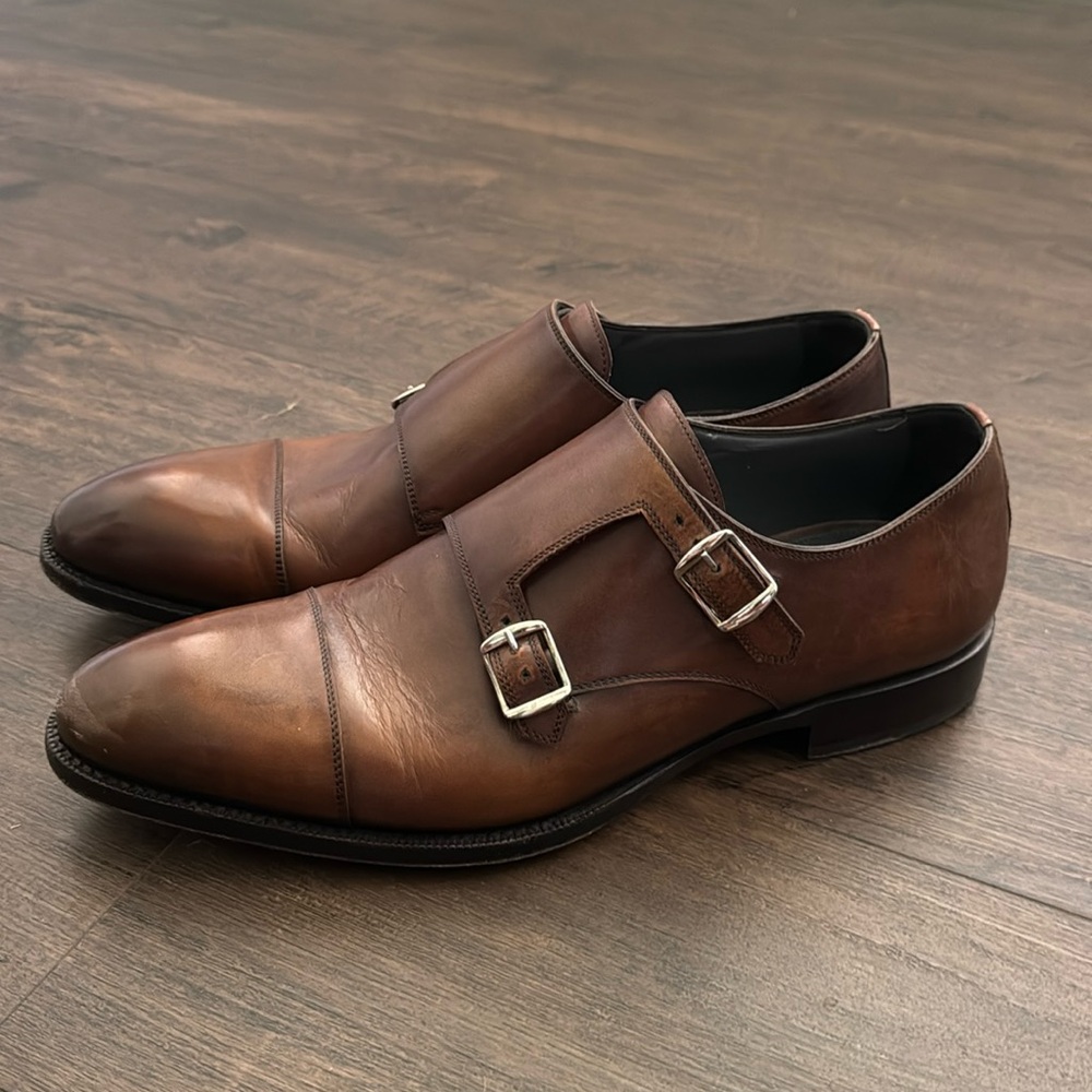 Men’s di bianco leather Oxford monk strap shoes size 9.5